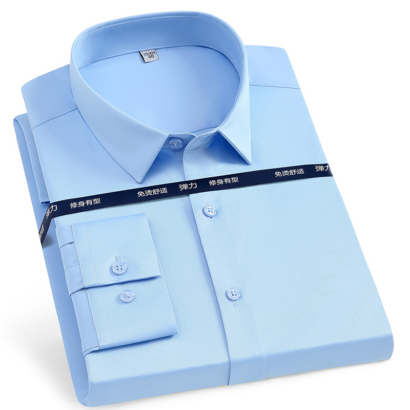 Chemises de bureau sans fer pour hommes, Anti-rides, douces, sans poche, intelligentes, décontractées, violettes, Slim Fit, haut pour hommes, dernière collection