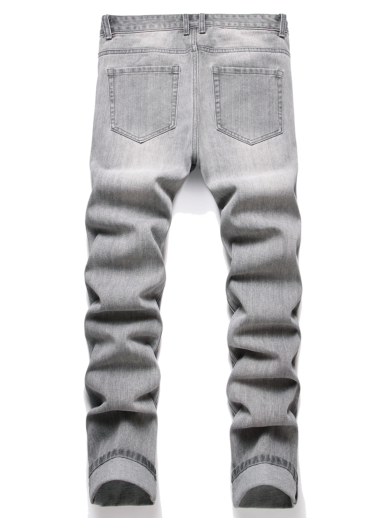 Jean pour hommes coupe ajustée confort jambe droite décontracté taille moyenne pantalon en jean pantalon gris vêtements pour hommes