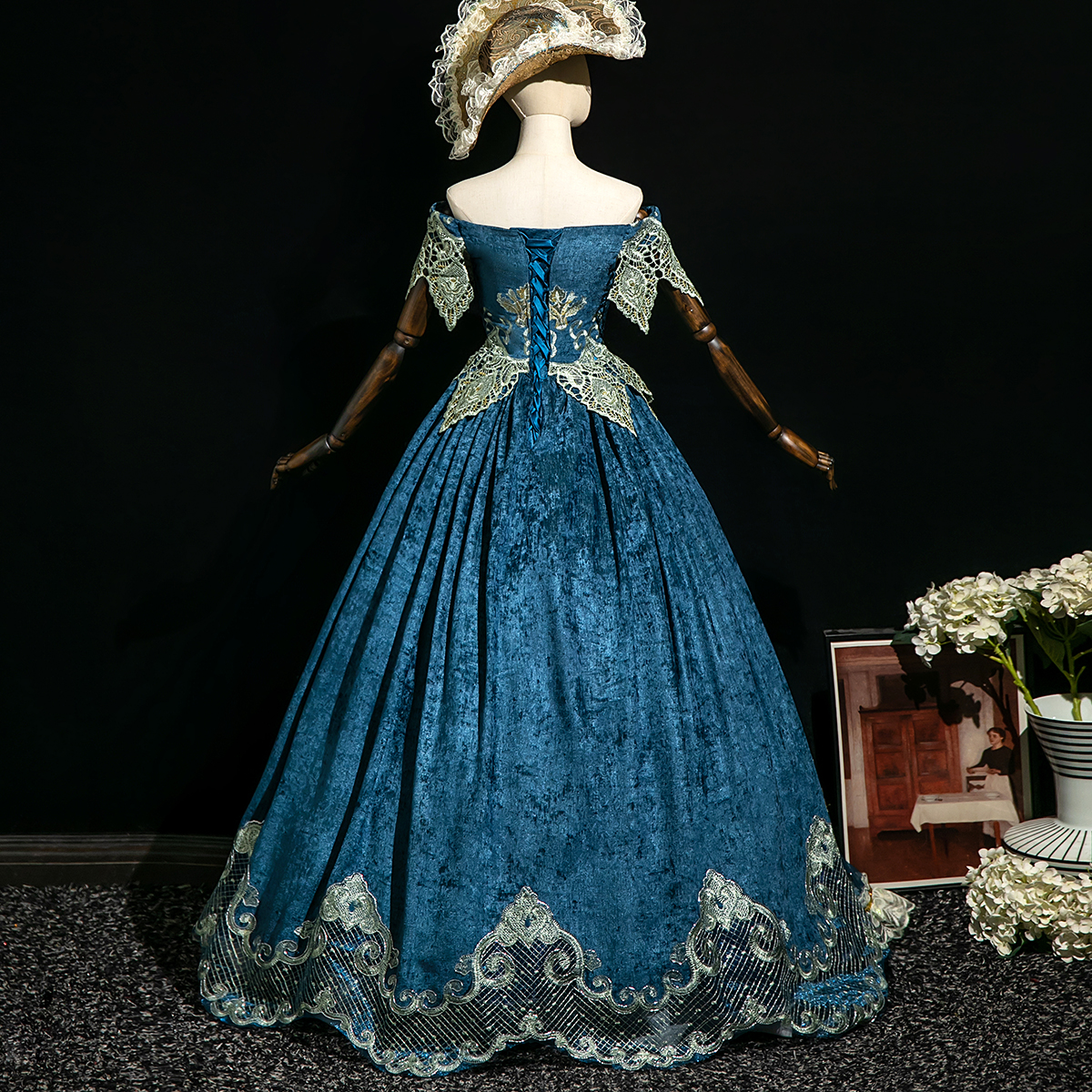 Robes de soirée victoriennes personnalisées pour femmes, robes de mascarade de théâtre historique baroque