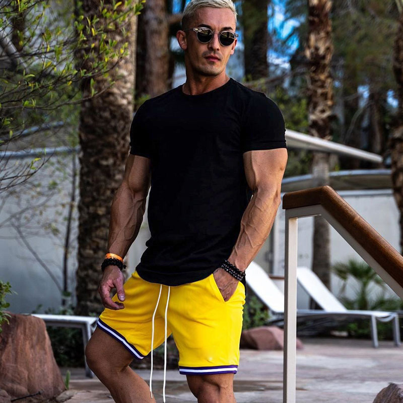 T-Shirts de sport musculaire pour hommes T-Shirts de mode hauts à manches courtes entraînement athlétique vêtements de sport T-Shirts ajustés pour hommes
