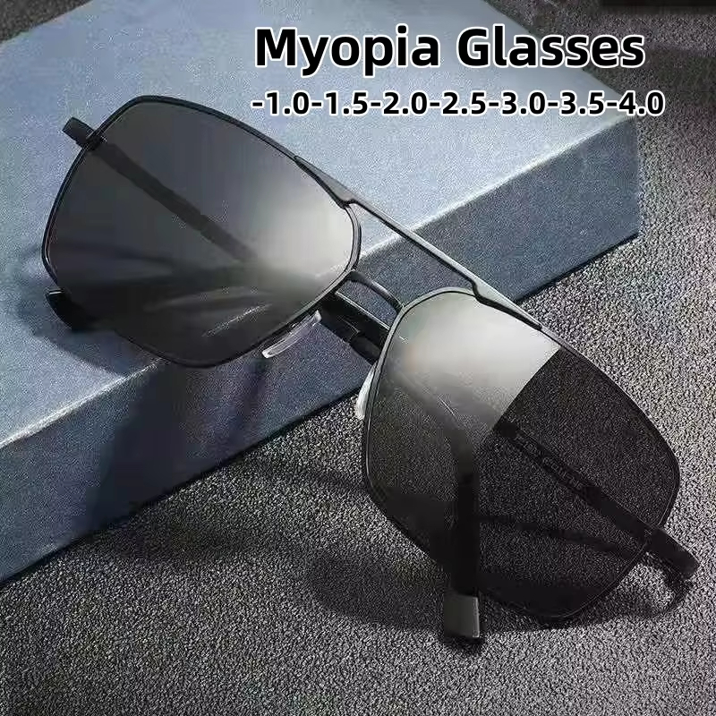 Lunettes de soleil rétro pour hommes, style pilote, avec protection UV, haute définition, anti-éblouissement, pour la conduite, confortables et polyvalentes, de -4,0 à 0 degrés
