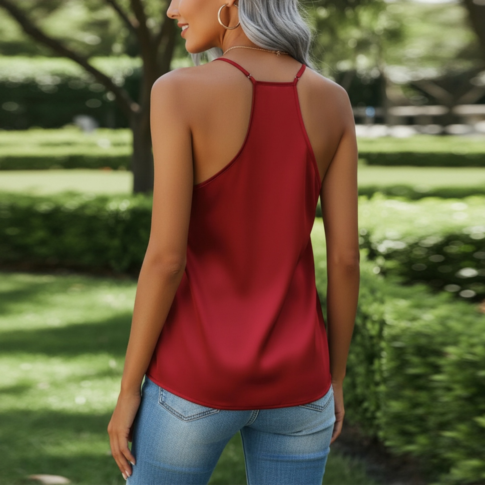 Lamuusaa – débardeurs d'été en satin pour femmes, élégants, couleur unie, col en V, bretelles spaghetti, sans manches, amples, style streetwear années 2000