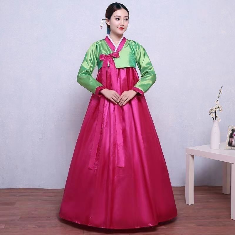 Hanbok traditionnel pour femmes, Costume coréen, vêtements de cour de spectacle de palais minoritaire, robe de danse pour fête de mariage, nouvel an, fleur