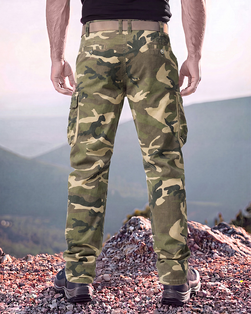 Pantalon cargo tactique camouflage pour hommes, multi-poches, pantalon de travail pour randonnée en plein air, ceinture non incluse 9A861