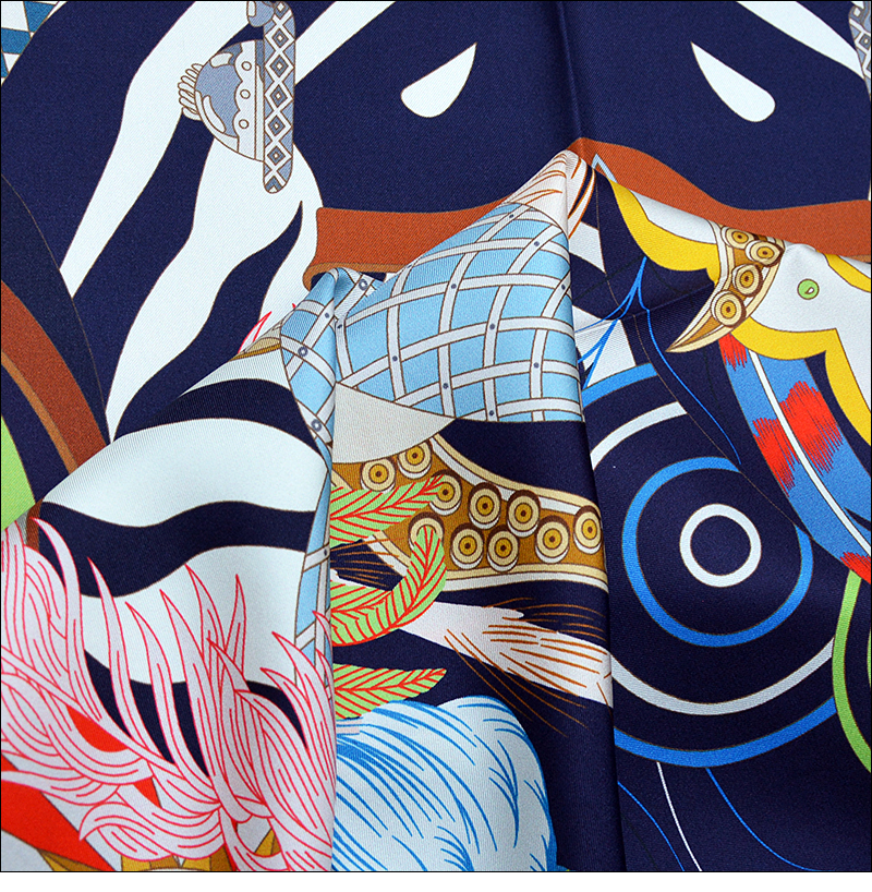 Nouvelle écharpe tendance d'été 90 * 90 en twill de soie avec procédé de peinture par pulvérisation et bord roulé à la main "M90F275-3"