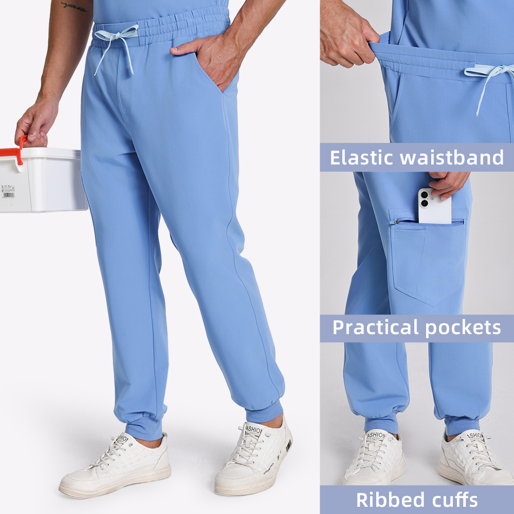 Tenue chirurgicale KUNGFU SCRUBS pour hommes – Ensemble de blouses et pantalons médicaux doux, confortables et antibactériens pour le personnel de santé