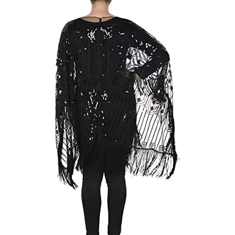 Châles et enveloppes pour robes de soirée pour femmes, robe à paillettes respirantes, cape de mariage perlée à franges, cosplay des années 1920, 303