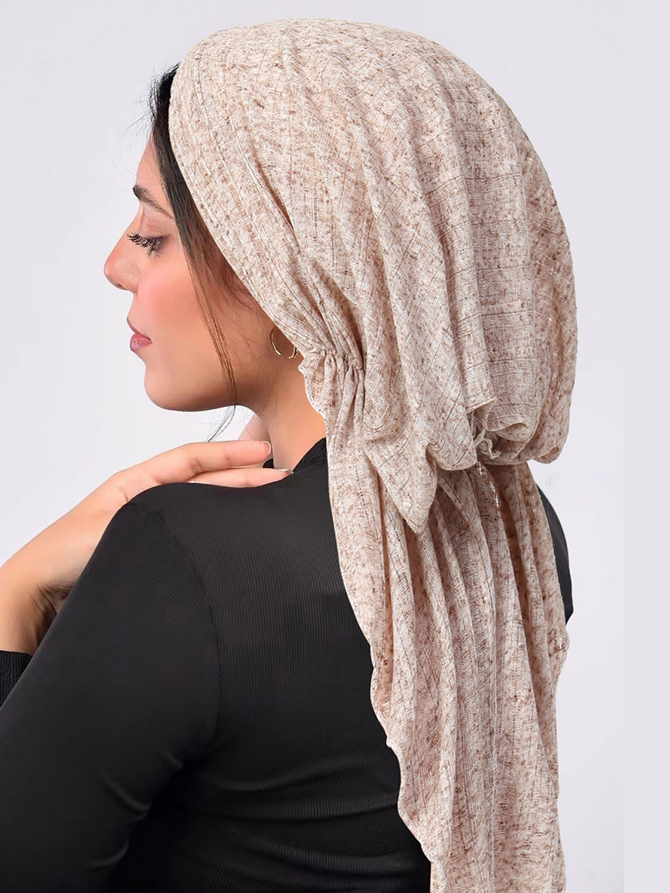 Casquettes Hijab musulmanes froissées de couleur unie, Turban doux et élastique à longue queue, Bonnet à la mode pour femmes, coiffure portable