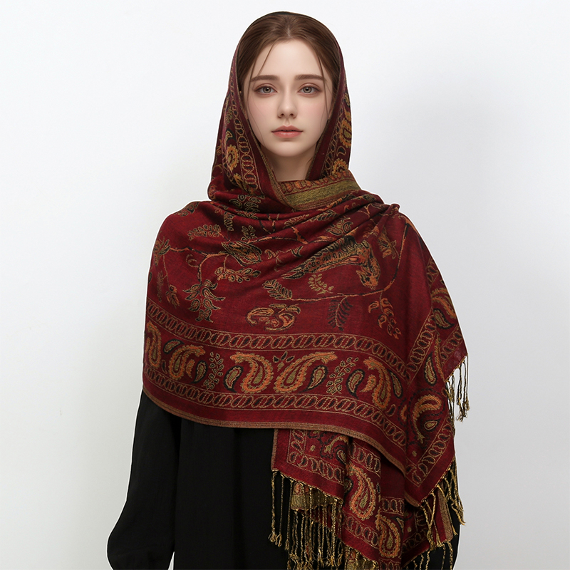 Hiver cachemire Pashmina femmes châles et enveloppes femmes Floral 2025 luxe dame marque chaud épais écharpes couverture