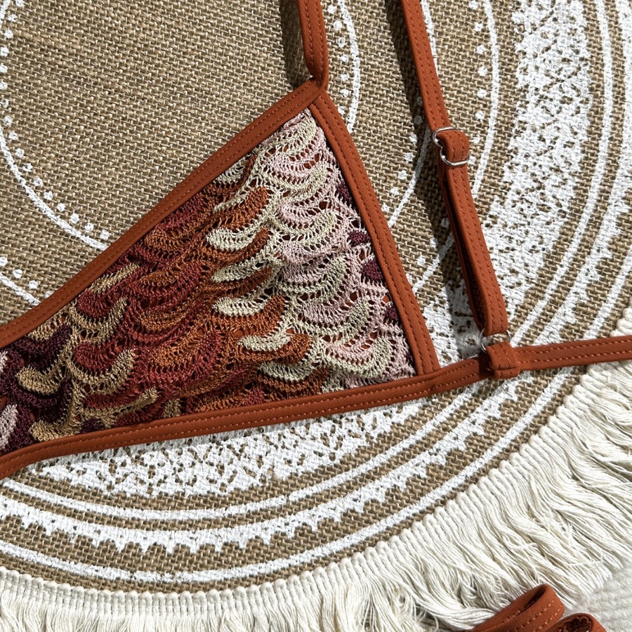 Nouvel ensemble de bikini vintage au crochet, style bohème, pour les vacances à la plage, maillot de bain deux pièces rétro, maillot de bain sexy au crochet pour l'été