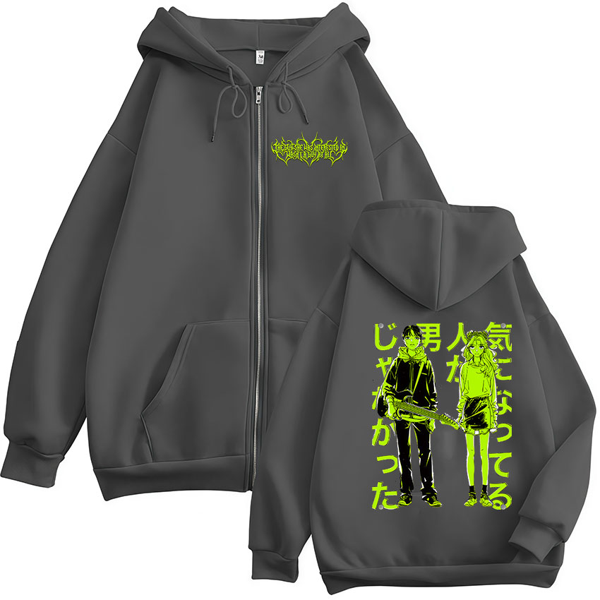 The Guy She Was Interested in Wasn't A Guy At All Anime Zipper Hoodies Hommes Femmes Harajuku Zip Up Hooded Sweatshirts Jackets Coat