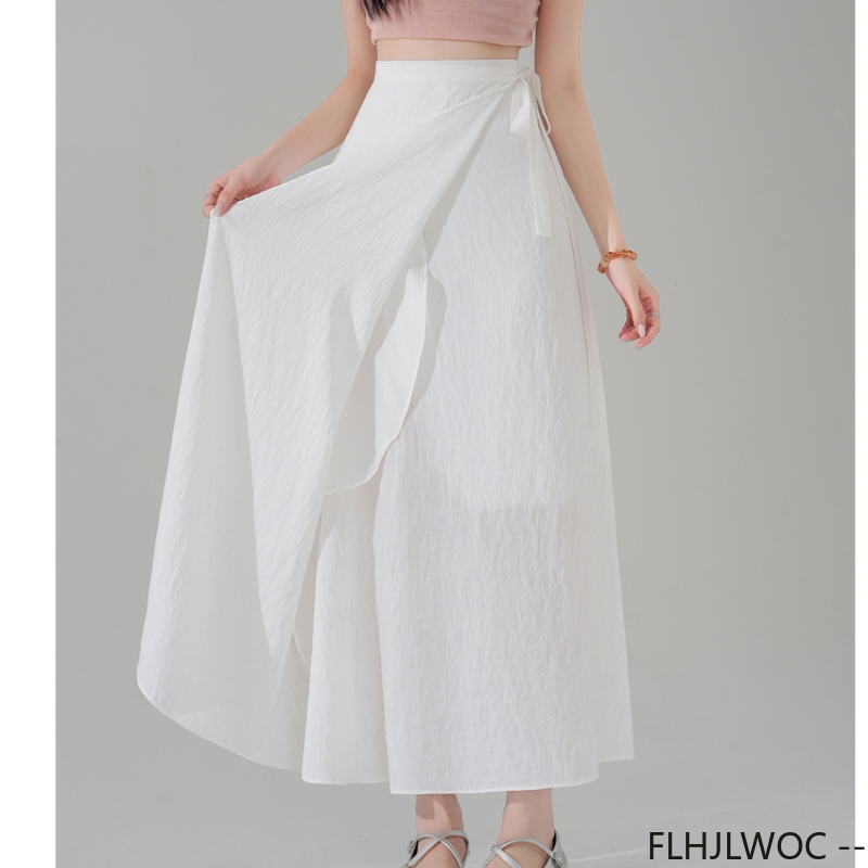 Vêtements coréens chics pour femmes, Robe d'été mignonne et douce pour filles, couleur unie, Date de vacances, taille haute, rétro, Vintage, jupe portefeuille une pièce à lacets