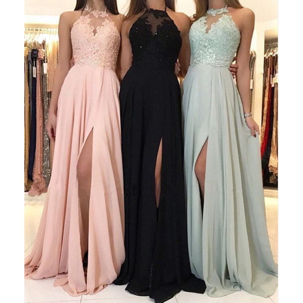 Robe de mariée longue en dentelle pour femmes, Sexy, col licou, florale, sans manches, taille haute, robes de soirée, coupe cintrée, élégante, 2024