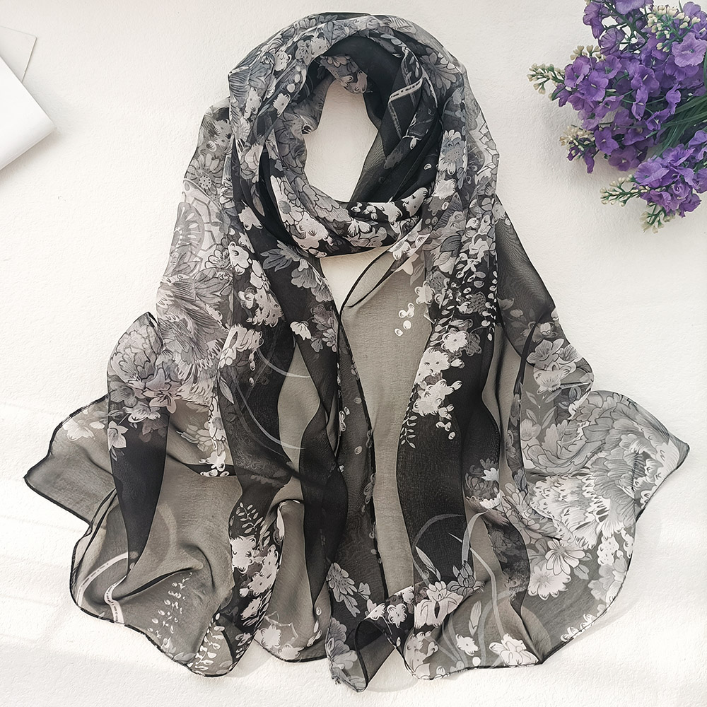 Foulard élégant en mousseline de soie Georgette pour femmes, Bandana d'été prune Bossom, protection solaire de voyage, fin et respirant
