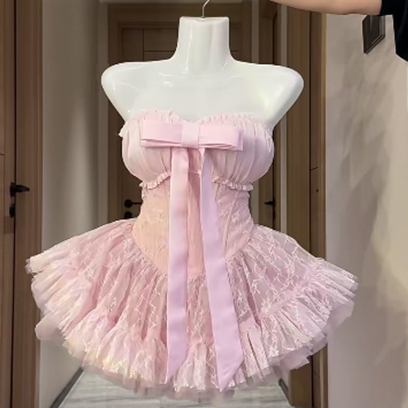 Nouvelle Robe de Soirée Élégante et Luxueuse pour Femme, Modèle Coquette à Épaules Dénudées avec Nœud en Tulle, Taille Haute et Jupe Bouffante Style Fée Princesse