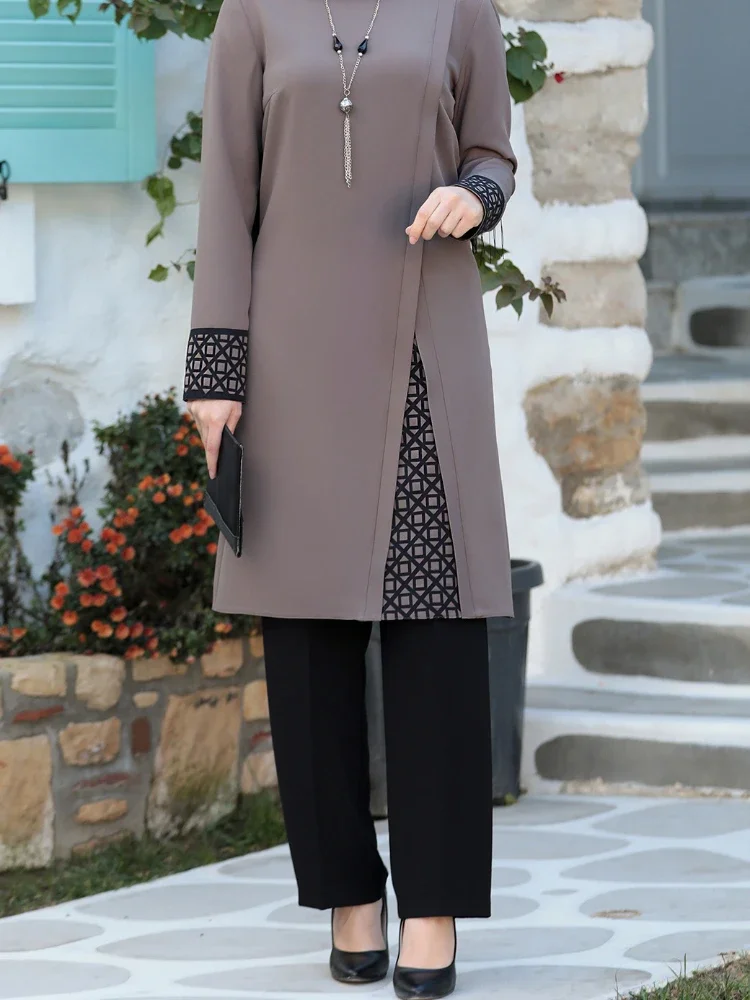 Musulman dubaï Abayas femmes ensemble 2 pièces haut et pantalon TRamadan Robe deux pièces Abaya ensemble tenue vêtements costumes robes longues de soirée