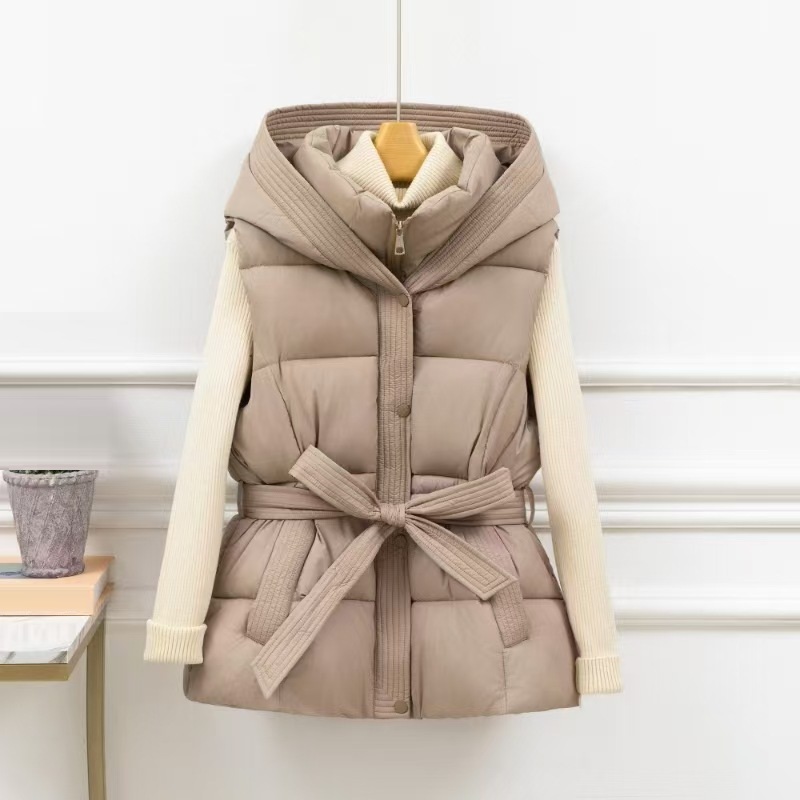 Hiver vers le bas coton gilet veste femmes 2025 nouveau sans manches à capuche bouffant Parkas chaud gilet manteau femme gilet dames pardessus