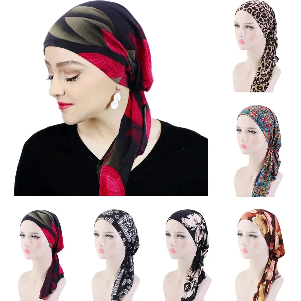 Foulard de tête pour femme musulmane, bonnet de chimio, turban pré-noué, vêtements de sauna, bandana, écharpe de sauna contre le cancer et la perte de cheveux, chapeau rond, hijabs
