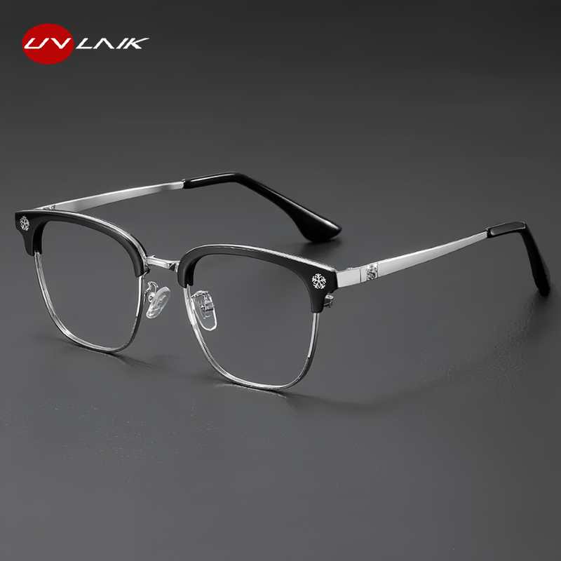 Lunettes à demi-monture de style japonais pour hommes et femmes, lunettes d'affaires, nouvelle mode, lunettes à motif de neige