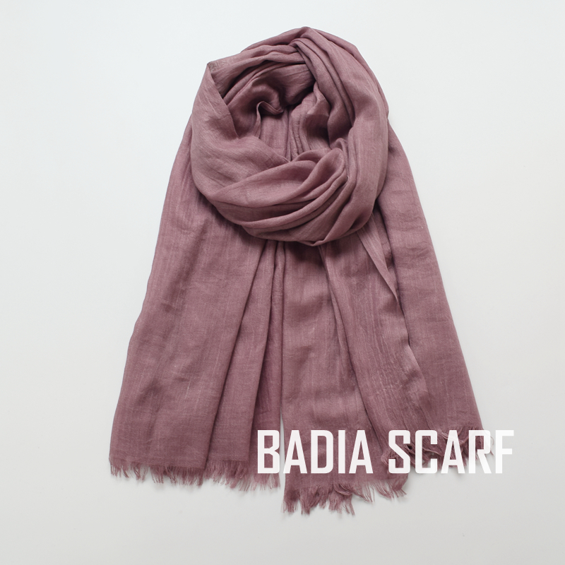 Maxi Hijab uni pour femme, châle doux effet coton froissé 105*190cm, léger avec franges, foulard de tête