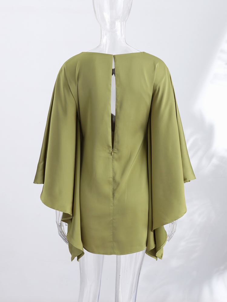 Robe Courte en Satin Sexy pour Femme, Col Rond, Manches Chauve-Souris, Découpes, Taille Haute, Nouvelle Collection Été 2026, Robes Chic et Tendance