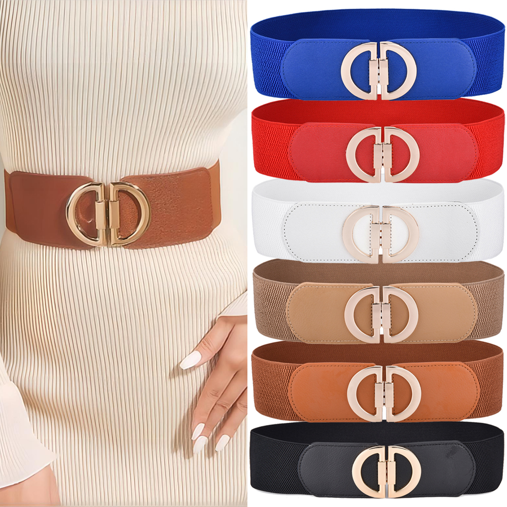 Ceinture élastique fine pour femmes, boucle en alliage, grande taille, extensible, large, pour robes
