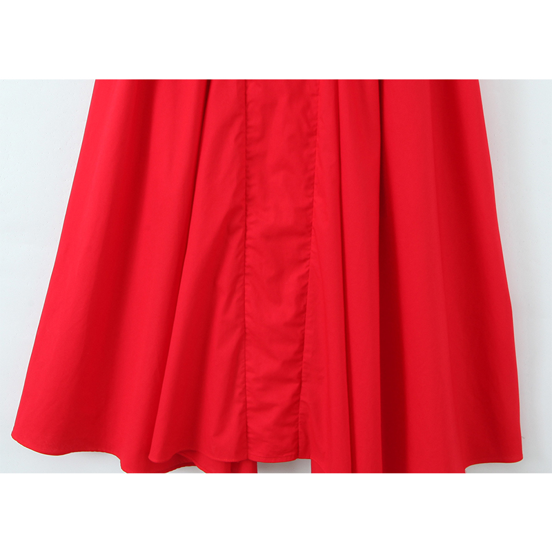 YENKYE rouge élégant mince robes de soirée femmes Sexy dos nu taille basse a-ligne Midi longue Robe licou Robe en coton