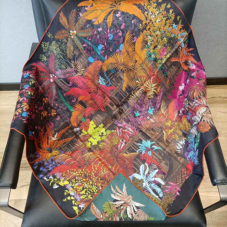 Foulard double face pour femme en soie de mûrier 18MM, de luxe, de créateur, 90*90cm, bandanas roulés à la main, accessoires pour sacs et ceintures
