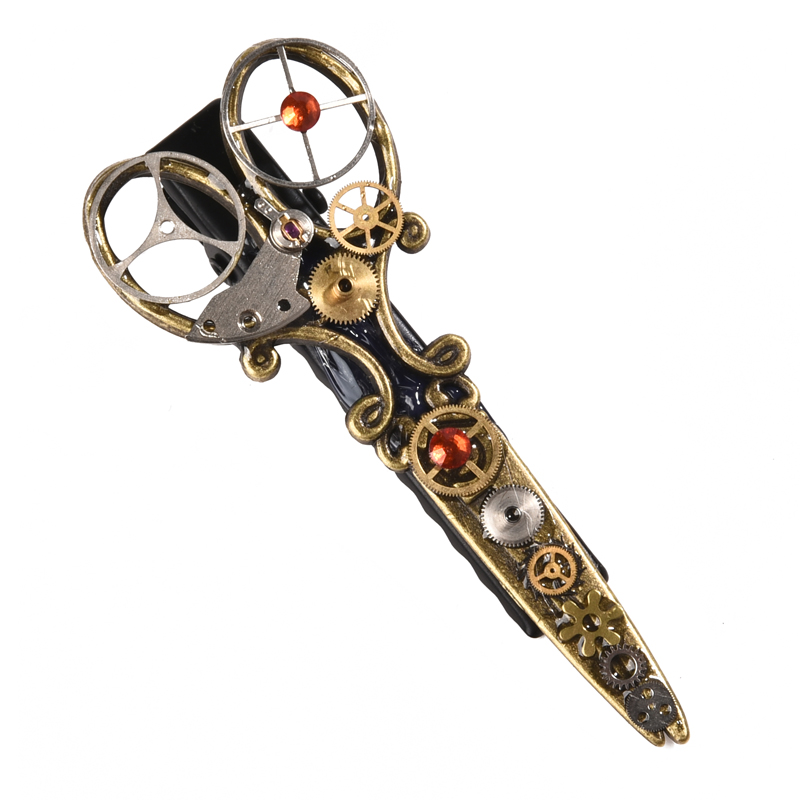 Pince à cheveux en ciseaux Steampunk pour filles, punk gothique, vintage, Lolita, vêtements de sauna pour dames, épingle à cheveux, broche de montre, accessoires pour cheveux, équipement rétro