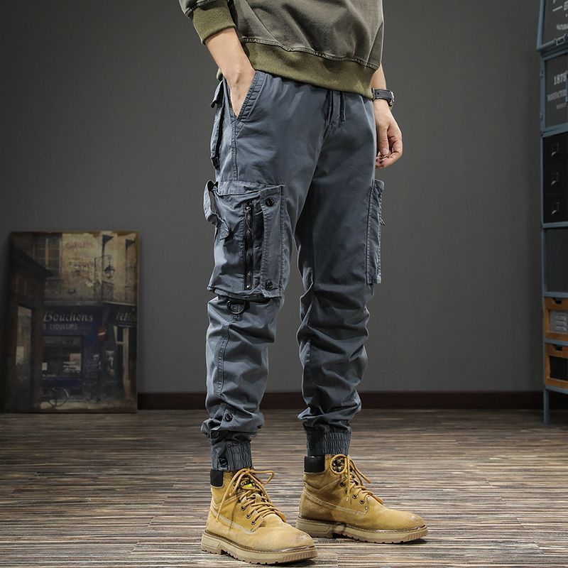 Pantalon cargo multi-poches pour hommes, pantalon décontracté, jambe droite, taille élastique, mode automne, nouveau