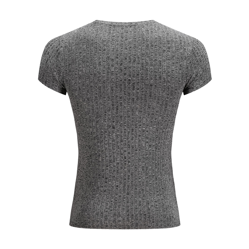 Hommes col en V à manches courtes T-shirt Fitness coupe ajustée sport T-shirt solide mode bandes t-shirts hauts été tricoté vêtements de sport