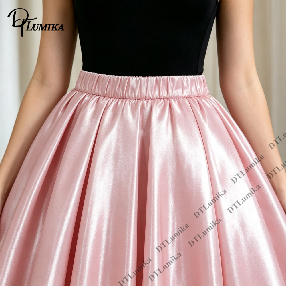 Jupe longue évasée en satin brillant à taille élastique pour femme, personnalisable, taille haute, pour invitées de mariage, bal de promo, soirée, occasions formelles