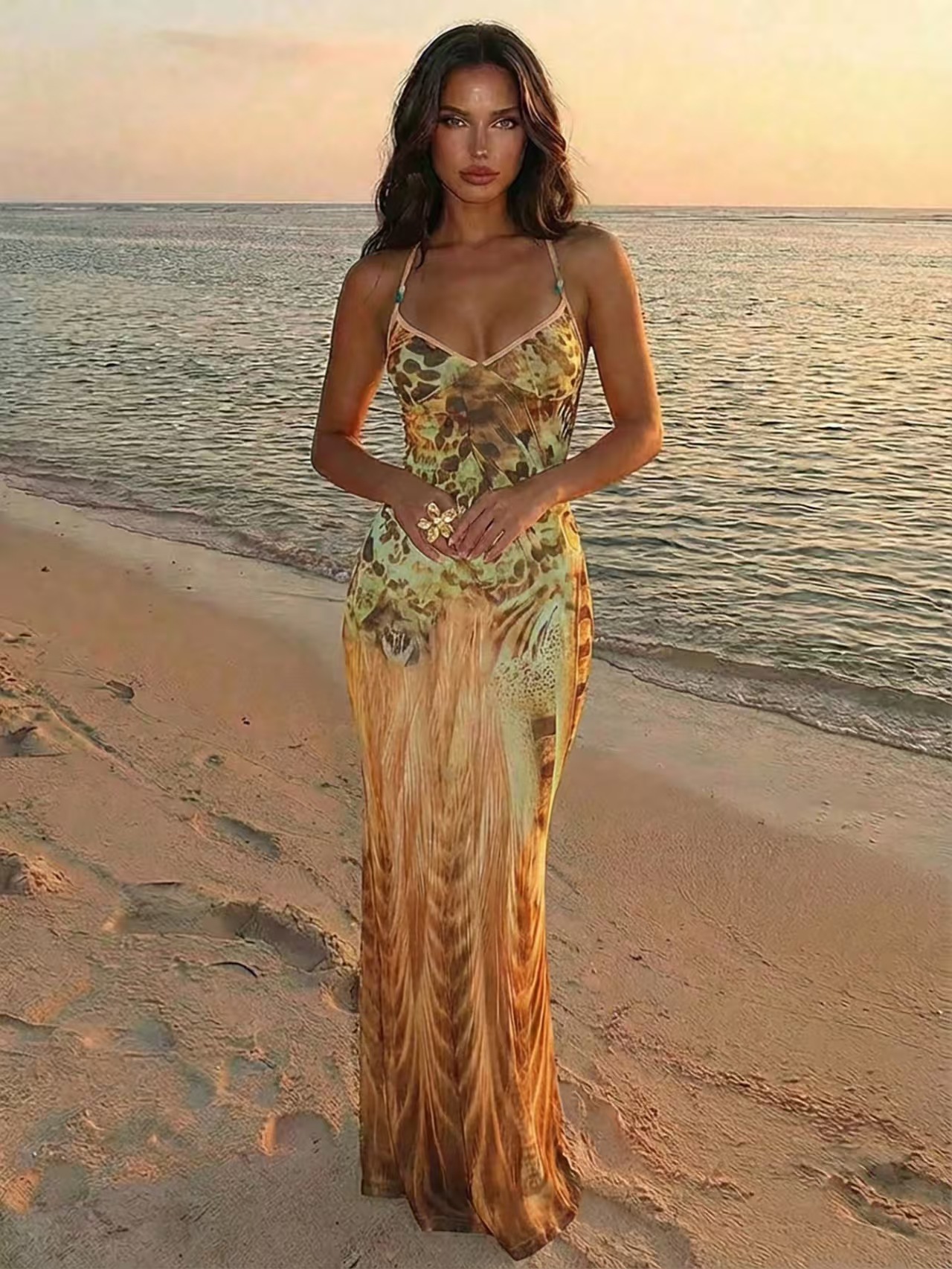 Robe à bretelles pour femmes et filles, style estival tendance, coupe ajustée, robe de vacances pour femmes