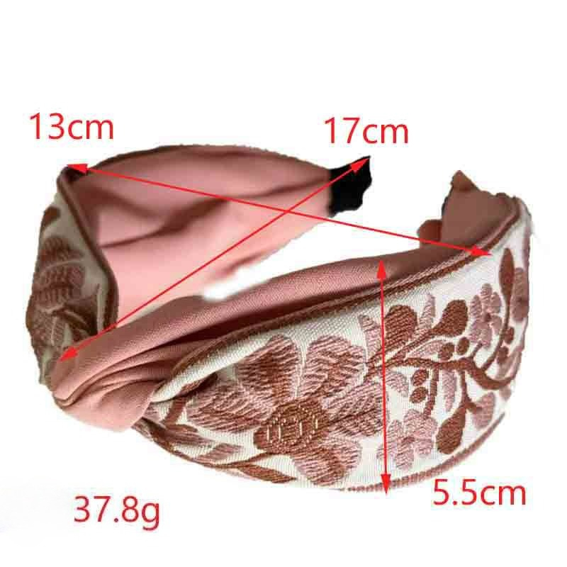 Bandeau brodé bohème – Large bande florale ethnique pour femmes, accessoire de cheveux élégant au design simple