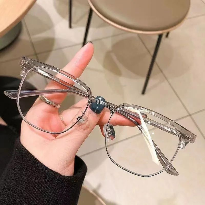 Lunettes carrées unisexes tendance pour hommes et femmes, monture en métal, lunettes polygonales, lunettes noires anti-lumière bleue