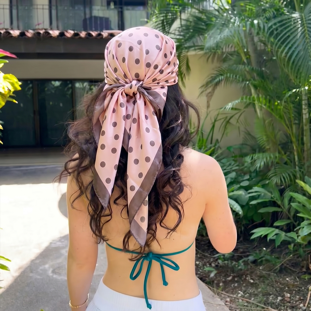 Foulard carré de 90 cm pour femme, motif à pois, bandana, bandeau, châle, écharpe, design tendance 2026