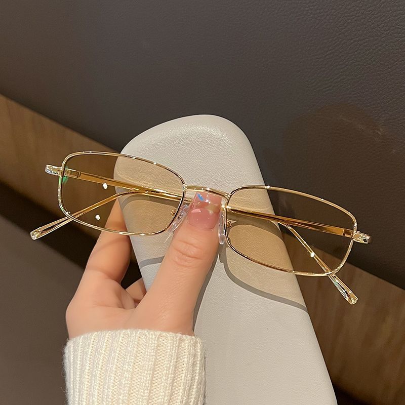 Lunettes de soleil rectangulaires tendance pour hommes et femmes, style vintage, pour la conduite, monture métallique de luxe, verres solaires