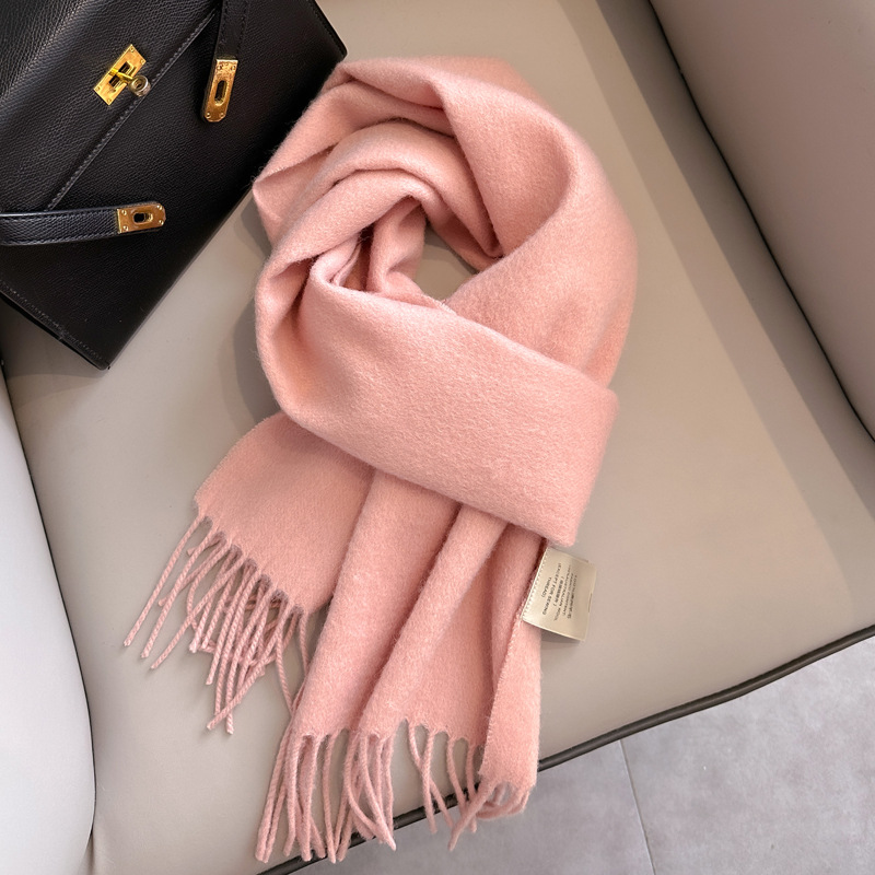 Luxe hiver 100% laine écharpe femmes cachemire mouchoir chaud Pashmina femme châle solide enveloppement doux Bufanda foulards étole 2025