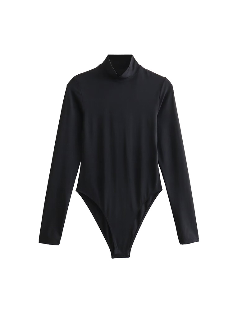 Combinaison à col roulé pour femme, haut à manches longues, costume de batterie décontracté, collants, vêtements extensibles confortables, mode