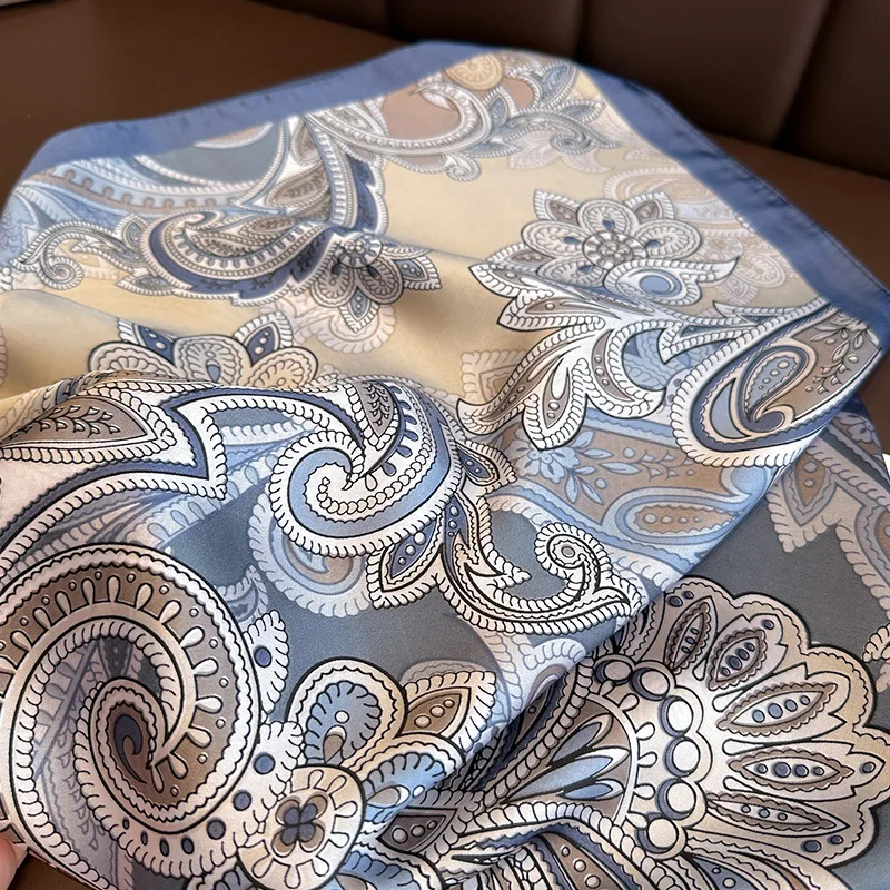 Écharpe carrée à imprimé cajou pour femme, foulard en satin doux, bandeau de sauna, bandeau Hijab, ruban de sac à main, paisley rétro, femme
