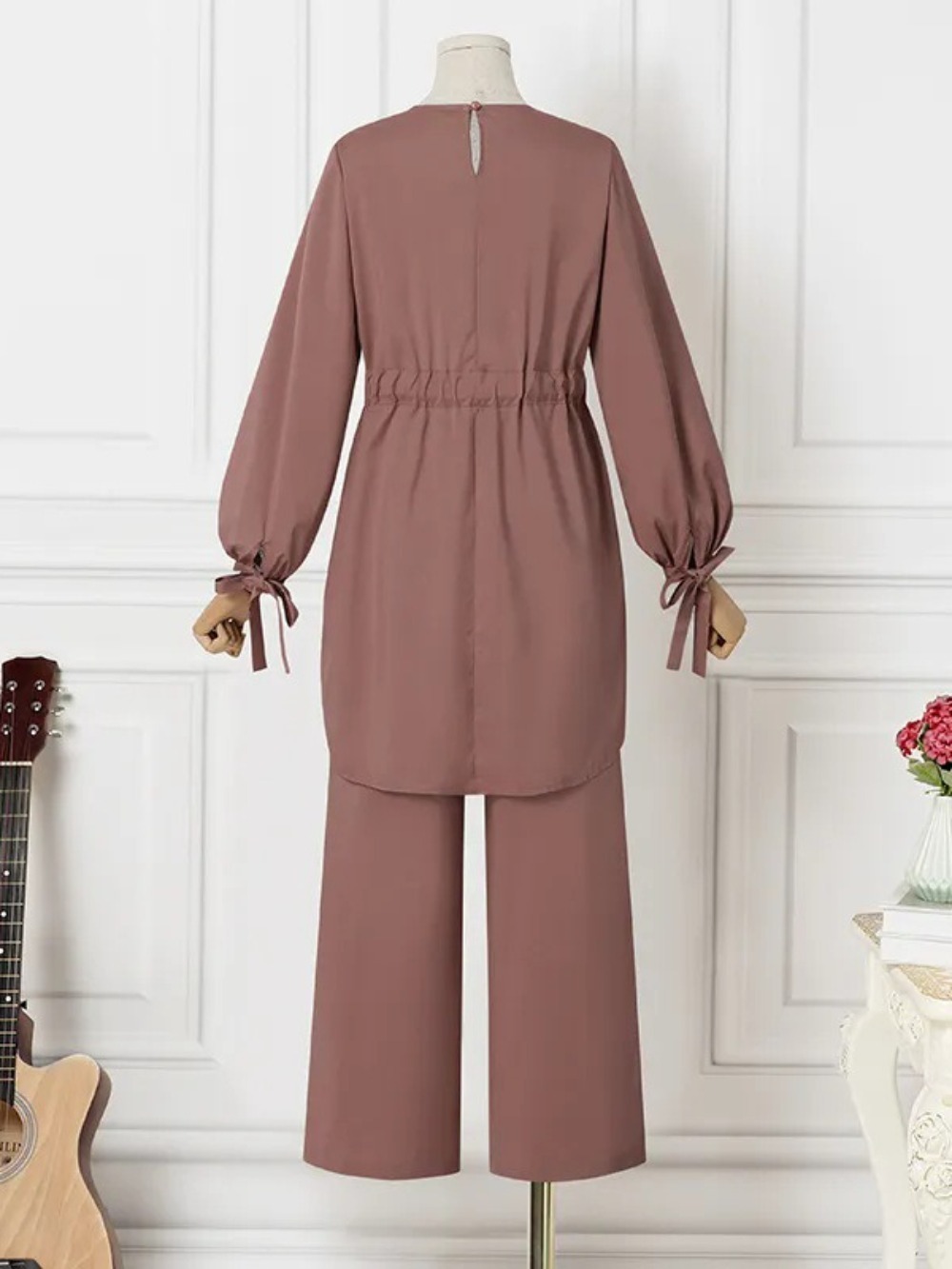 Eid – tenues musulmanes pour femmes, chemise avec ceintures, pantalon à jambes larges, costume Ramadan marocain dubaï Islam, Ensemble 2 pièces arabe Jalabiya, Ensemble modeste