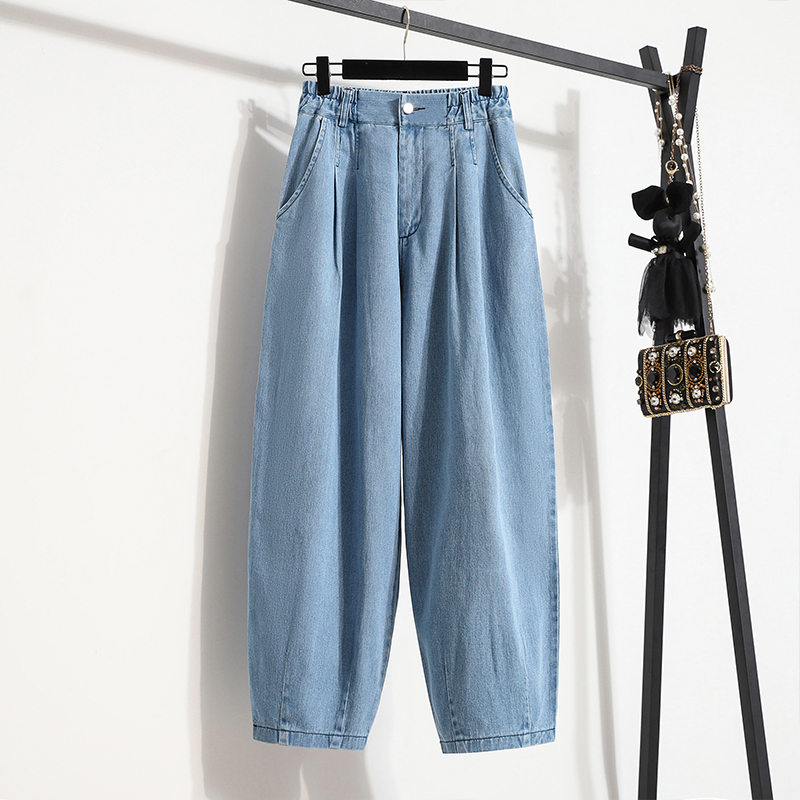 Jean surdimensionné pour femmes, taille élastique, jambes larges, sarouel en Denim, grande taille, Baggy, printemps
