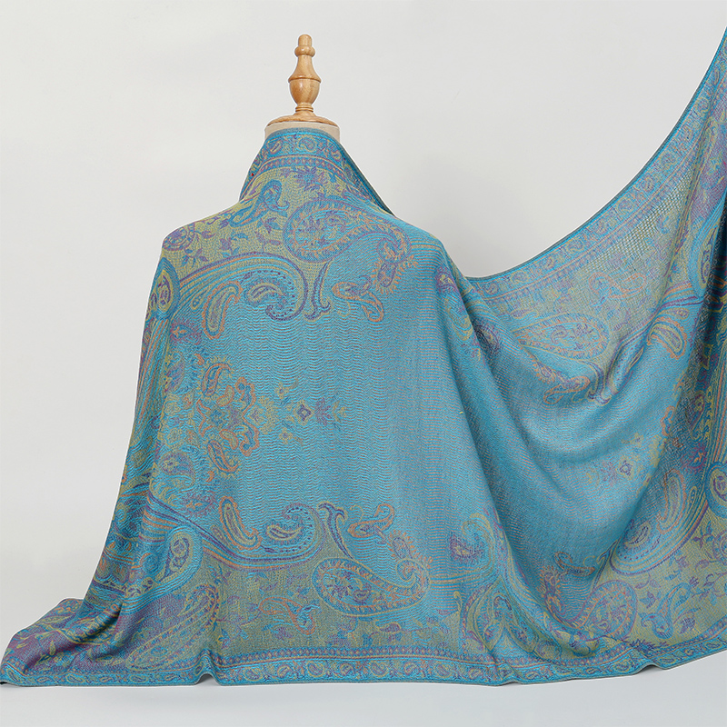Châle Pashmina Paisley pour Femme, Écharpe Jacquard, Foulards Imprimés Cajou, Bordures de Fleurs, Couverture à Pompons, Châles Ethniques