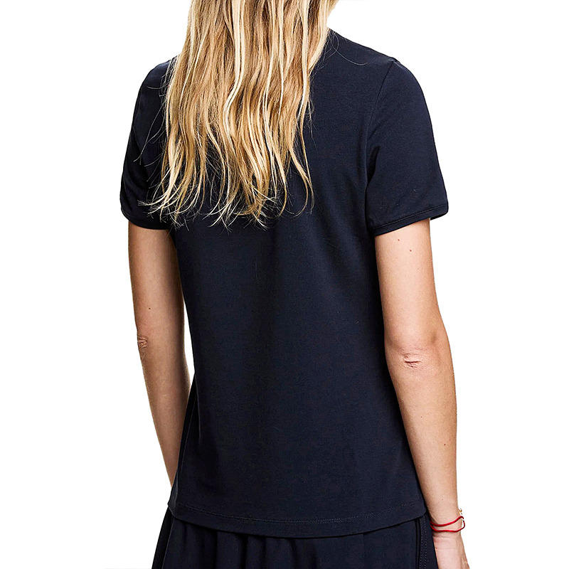 T-shirt à manches courtes pour femme CH, avec un col rond et un motif brodé floral rouge, un haut décontracté pour tous les jours