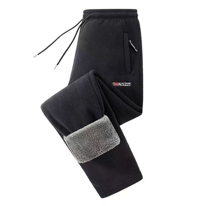 Hommes polaire épaississement pantalons décontractés Winte coupe-vent garder au chaud confort solide pantalon droit nouvelle mode polyvalent pantalons de survêtement hommes