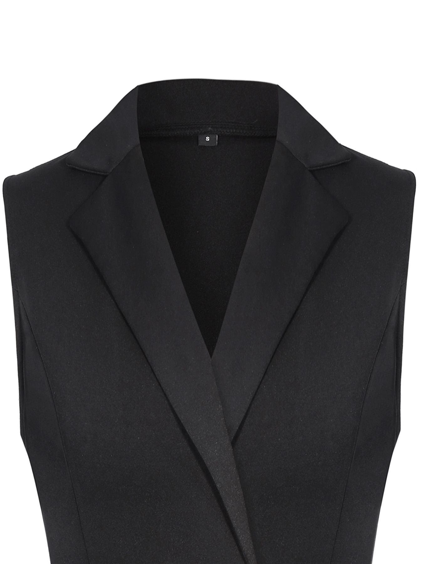 Chemise asymétrique sans manches pour femmes, t-shirt décontracté à col en v profond et boutons, hauts longs noirs pour femmes