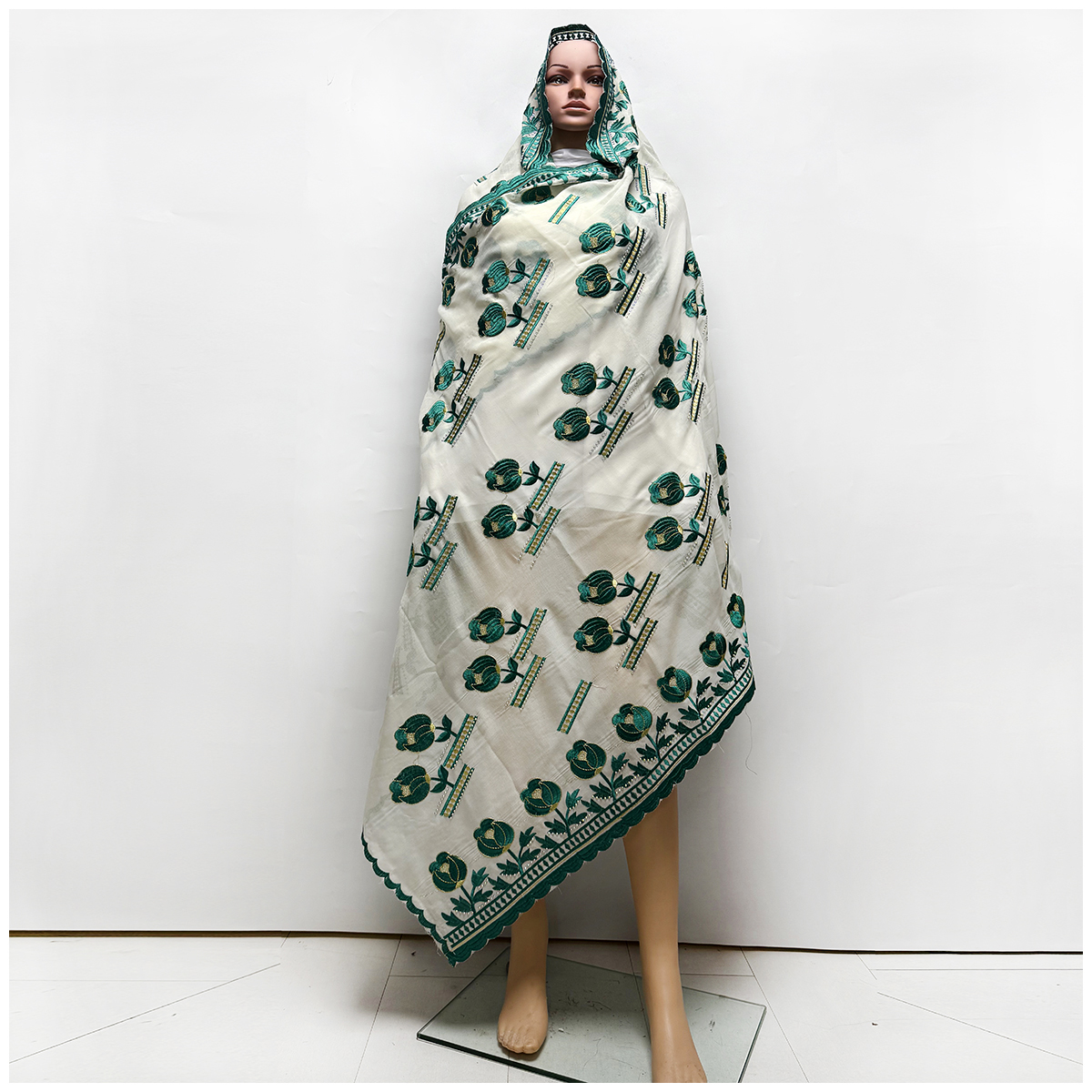 100% coton tissu rayonne fil de coton écharpe brodée dubaï Excellent Style femmes africaines Hijab musulman écharpe de haute qualité