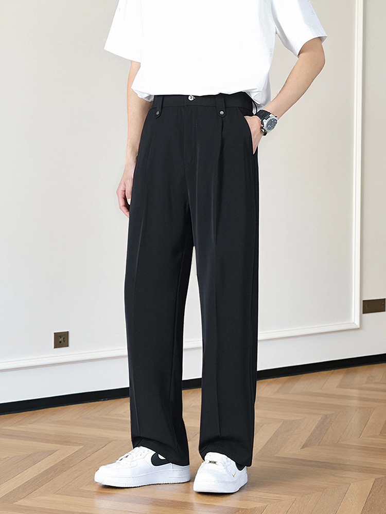 Pantalon décontracté d'été pour homme, style coréen, taille élastique, léger et fin, coupe droite, pantalon de costume basique pour le quotidien, grande taille 8XL