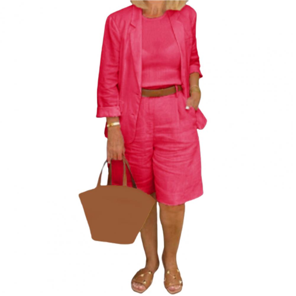 Ensemble deux pièces chemise à manches longues pour femmes, couleur unie, col rabattu, chemises décontractées, gilet, short à lacets, tenues pour dames, automne 2022