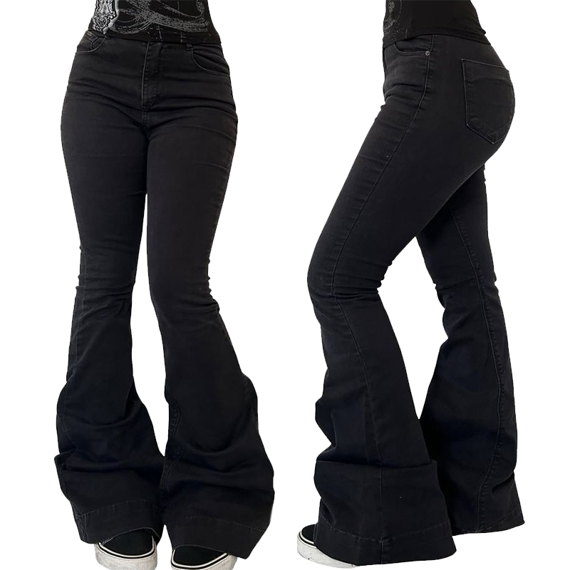 Jean évasé taille haute concis pour femmes, extensible, Slim, décontracté, Chic, tendance, pantalon en Denim, Goth Harajuku Y2K, 2025
